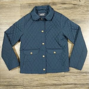 Lands End Navy Blue Quilted Jacket Coat Kids Size Small Lightweight Lined Jacket